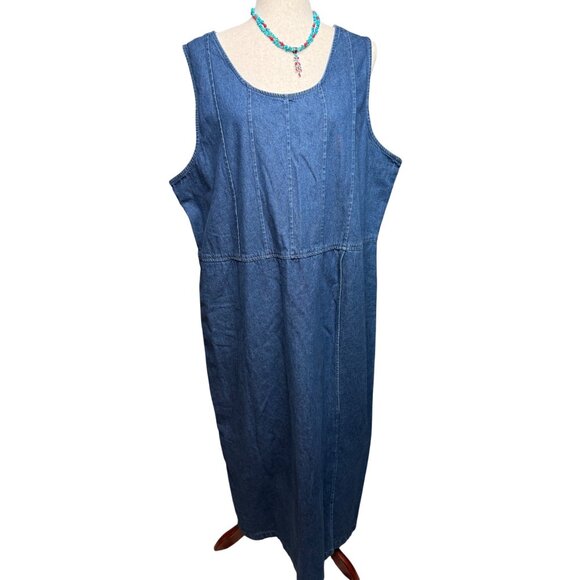 Premier International Dresses & Skirts - Vtg 90s denim maxi jumper dress Plus 2x Country cottagecore modest teacher read